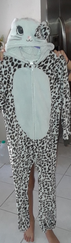 Hooded girls zip up pajama jumpsuit